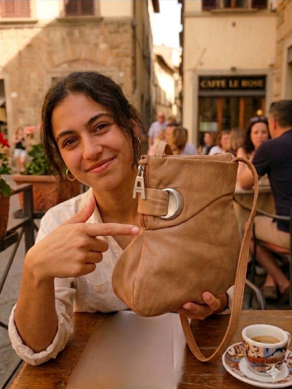 Renato Angi Made In Italy Leather Shoulder Bag Asymmetrical Unique Cream - Picture 2 of 16